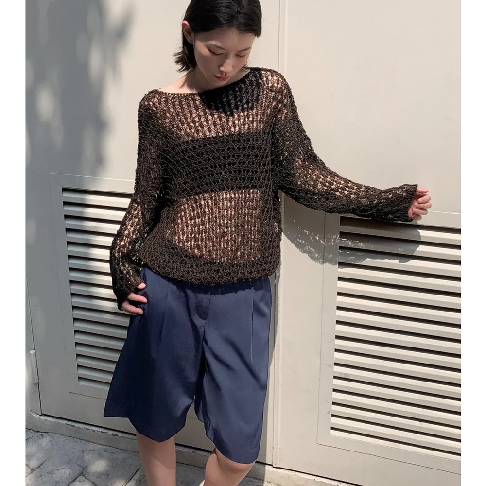 Zara Black Sheer Knit Top